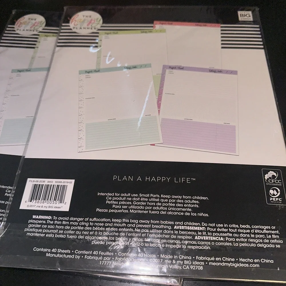 Happy Planner Project Goals Classic Paper 40 Sheets Size Big-SET OF TWO